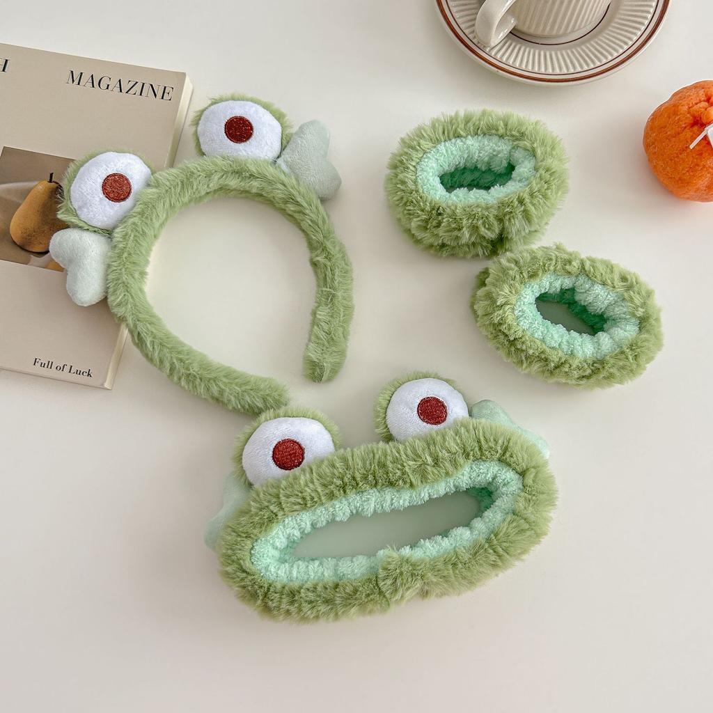Frog Cartoon Head Hoop Plush Ears Headband Cartoon Face Widened Wash Non-Slip Cute Headdress Hair Hoop Headband Accessoires