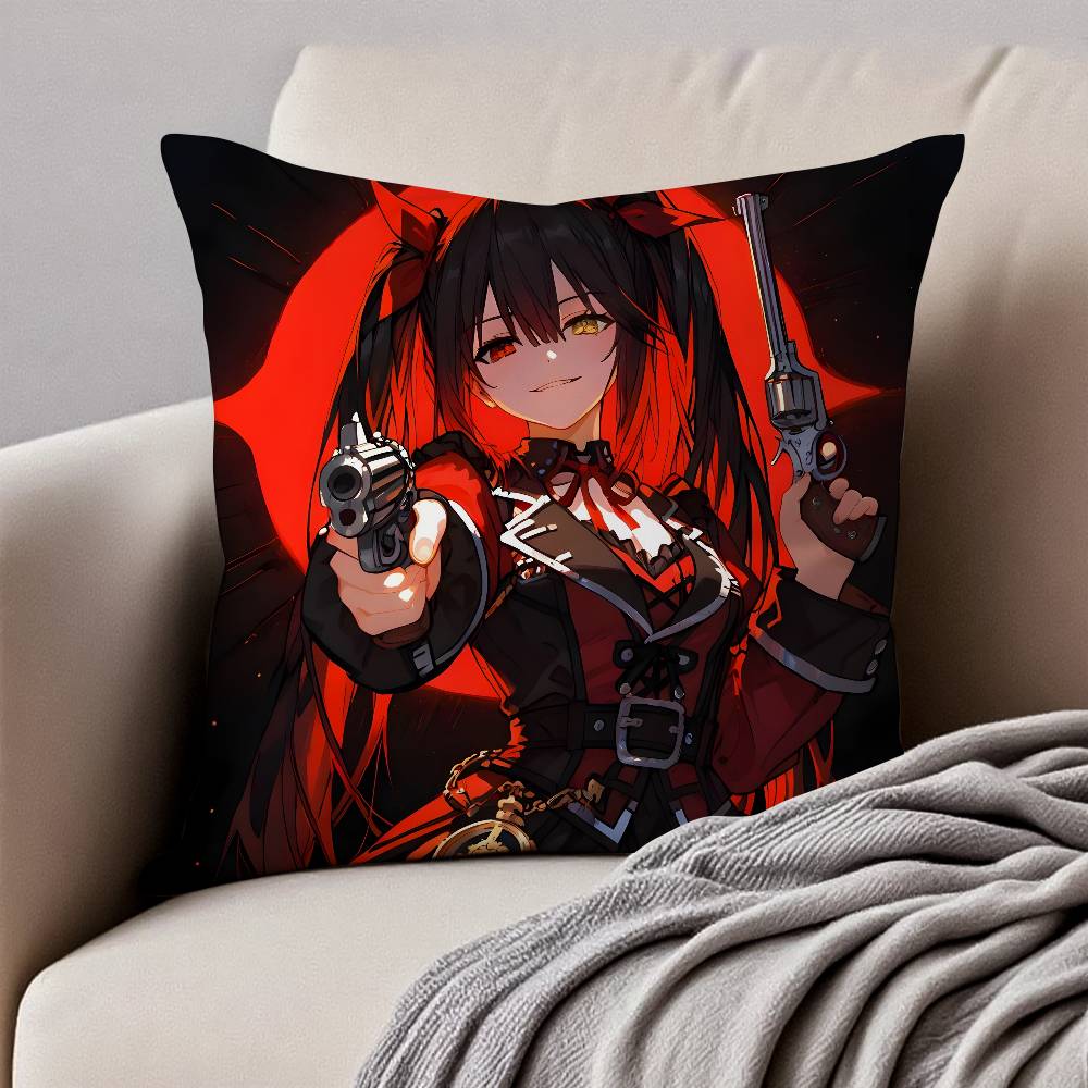 Tokisaki Kurumi Date A Live Pillow Case Anti-dustmite Pillowcase Invisible Zipper Silky Short Plush Sofa Cushion Cover