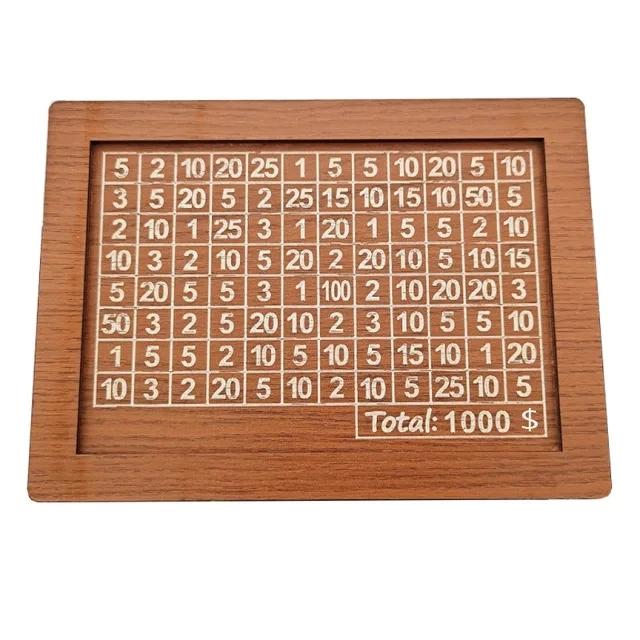 Cutie de bani 500/1000/2000/3000/5000/10000 Euro Pușculiță Bancă de bani din lemn Cutie de bani reutilizabilă cu cutii pentru obiective de economisire și numere