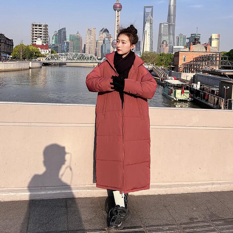 Fortykket og Forlenget Løs Oppstående Krage Store Quilt Bomullsklær Varme og Kuldebestandige Jakker Dameklær