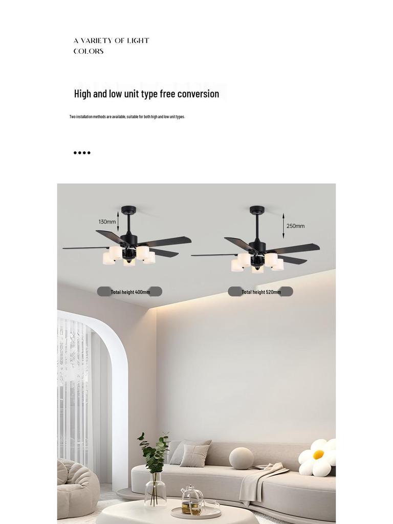 Nordic Style Silent Ceiling Fan Light with Chandelier for Living Room, Bedroom, or Restaurant.