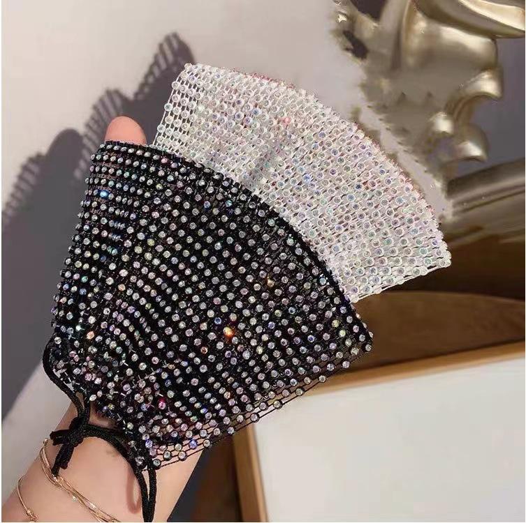 European & American Style Rhinestone Mask: Black Hollow-Out Nightclub Party Accessory