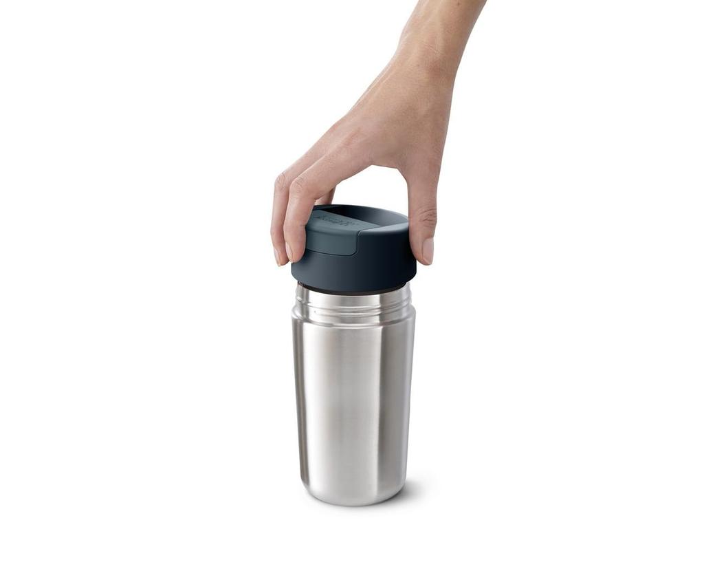 Joseph Joseph Travel Mug with Lid, Spill-Proof, 454ml, Ship Steel, 81133