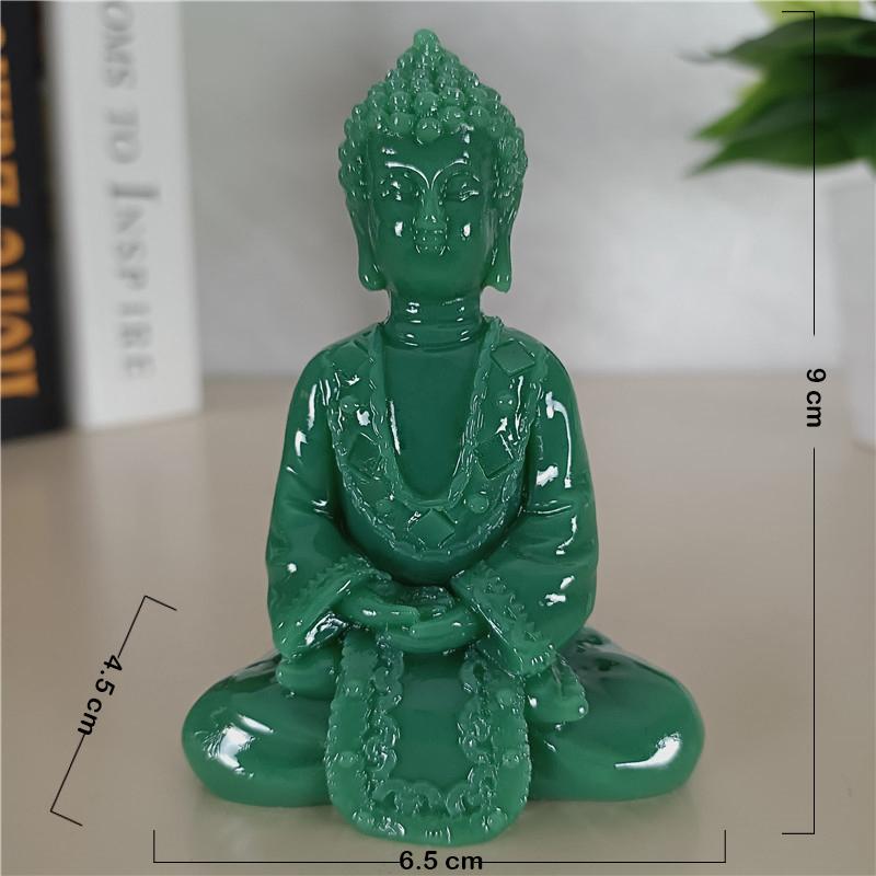 Jade Color Meditation Buddha Statues Feng Shui Lucky Thailand Buddha Sculptures Figurines Home Garden Decoration