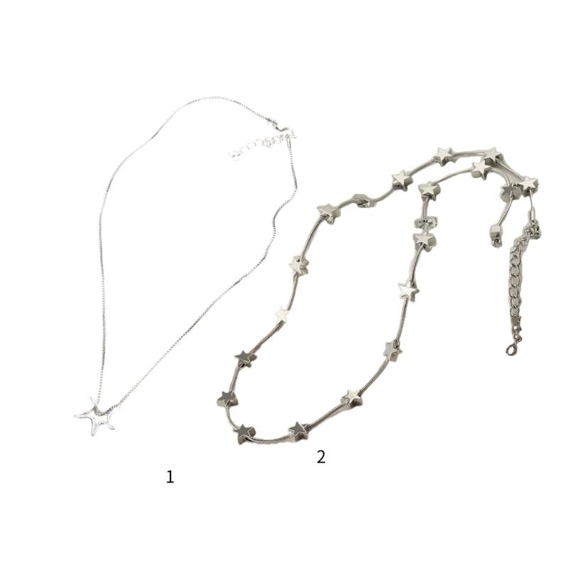 Fashion Star Pendant Necklace Stackable Long Chain Sweater Chain for Women Statement Choker Clavicle Chain Jewelry