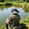 Solar Fan Bucket Hat Adjustable Wide Brim Sun Hat with Built-in Solar Panel Cooling Fan Hiking Fishing UV Protection Hat