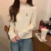 Autumn and Winter New Embroidery Versatile Semi-high Collar Soft Waxy Inner Andy Velvet Knitwear Base Sweater Girl