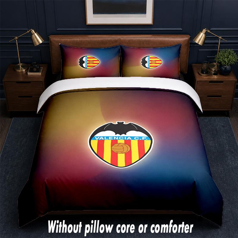 Valencia FC Design Bed Bedding Set 1 Duvet Cover + 2 Pillowcases Soft Breathable Household Bed Linens
