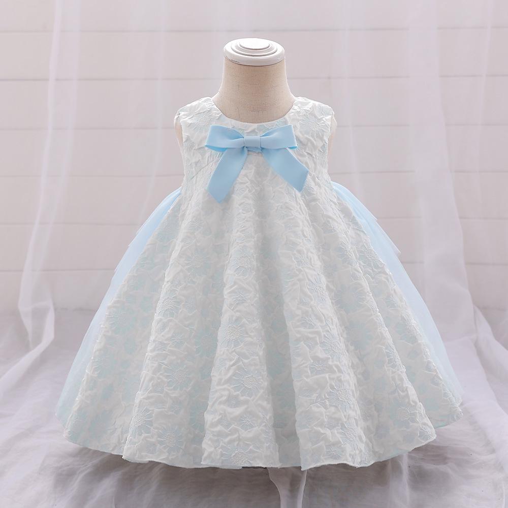 New Baby's First Birthday Dress: Infant Flower Bow Puffy Skirt Banquet Dress