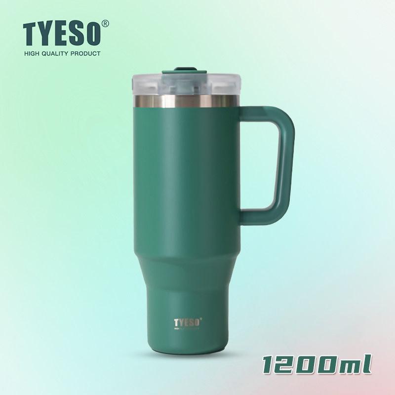 1200ml Tyeso Vacuum With Handle Bottle Stainless Steel Car Mug Straw Thermal Iced Travel Cup Tumbler Hot Cold Water Cup
