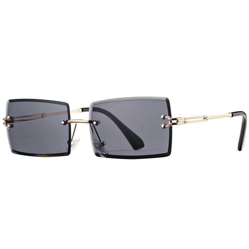 New Rimless Rectangle Sunglasses for Women Men Trendy Frameless Square Shades Ultralight UV400 Eyewear Unisex