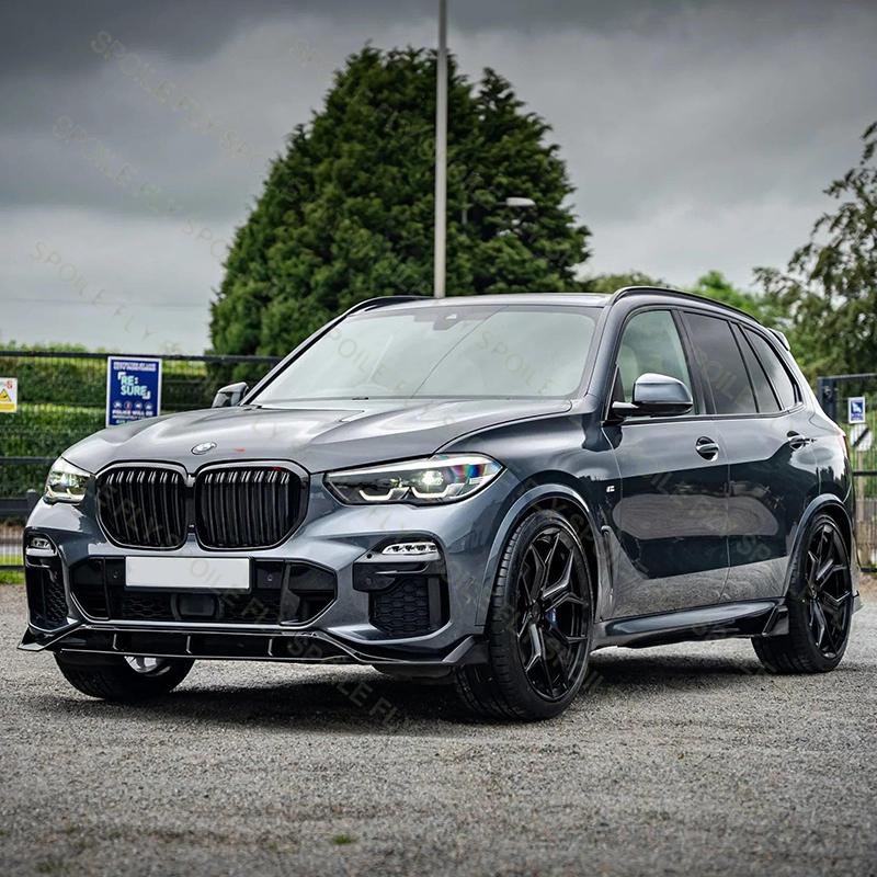 High Quality ABS 4Pcs Car Front Lip Bumper Spoiler Body Kit Glossy Black Carbon Fiber Look For BMW X5 G05 M Sport 2019 To 2026