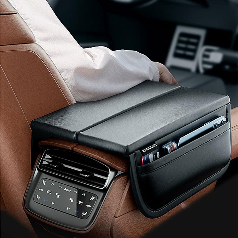 New Top Symmetrical Double-Lids Armrest Box Cover Soft Memory Heightening Elbow Support Pad With Side Storage Pocket Organizer
