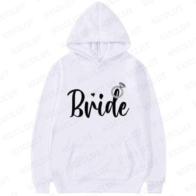 Fashion Team Bride Tribe Hoodies Women Ring Crown Print Soft Pullover Sweatshirts for Wedding Bachelorette Party Outerwears