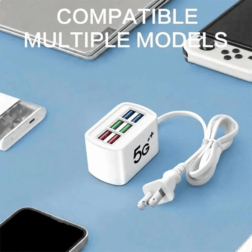 Fast Charging USB Charger 6 in 1 USB HUB Adapter US/EU Power Strip Charger Extension Socket