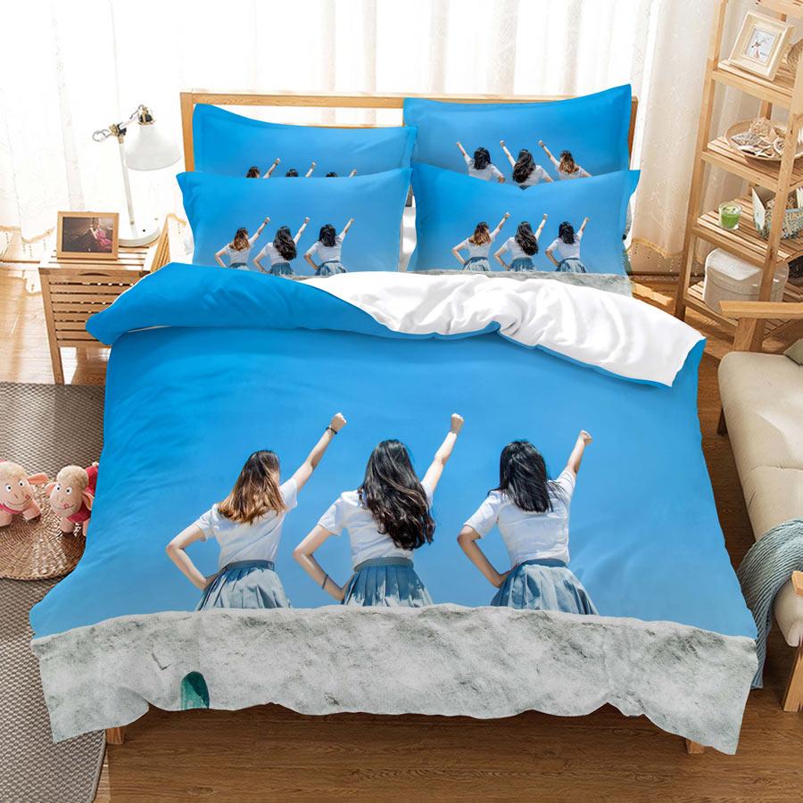 Couple Duvet Set King Queen Full-size 3D Moon Dance Elegant Polyester Duvet Set for Boys, Girls, Teenagers Bedding Set