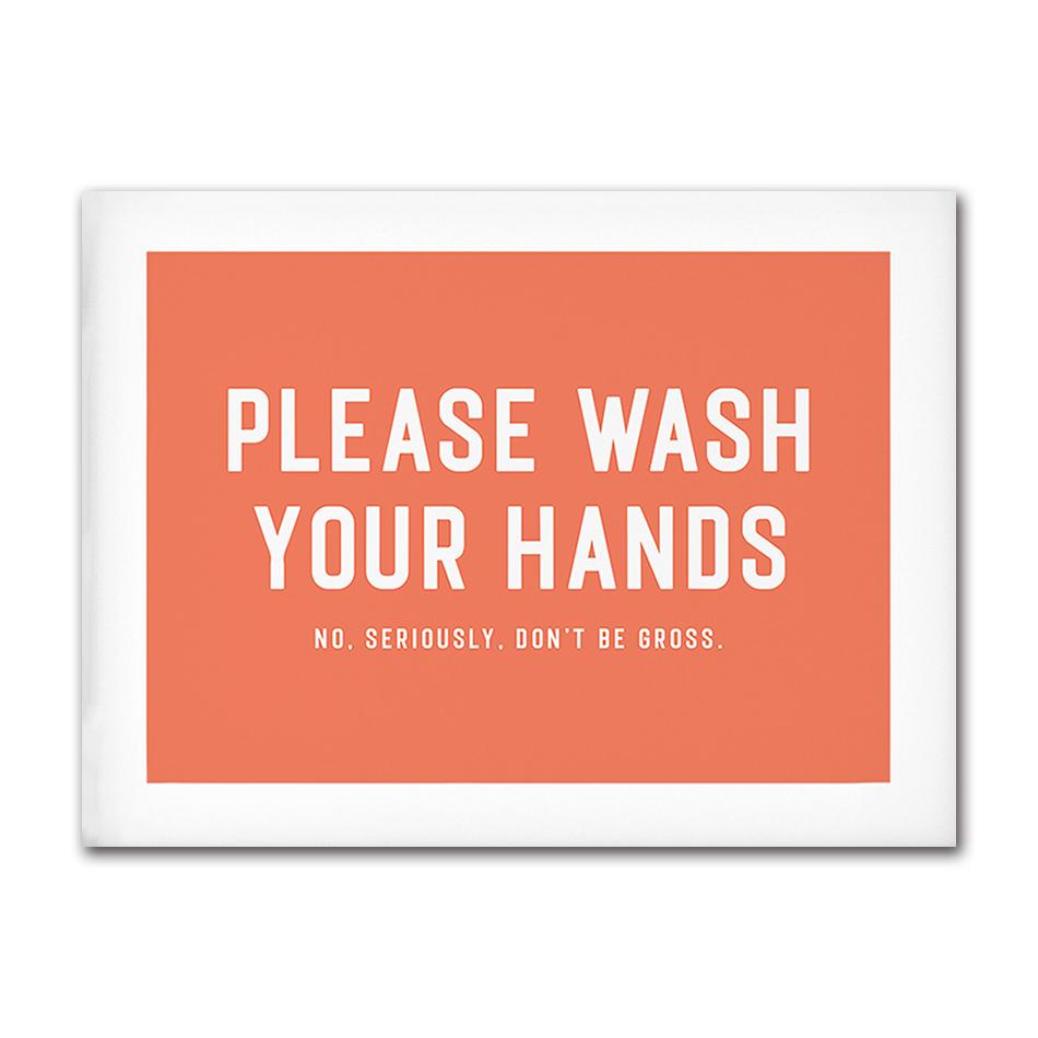 Fun Colored Text Bathroom Identification Series Poster Print Canvas Art Pictures Home for Wall Modern Decor Frameless Painting