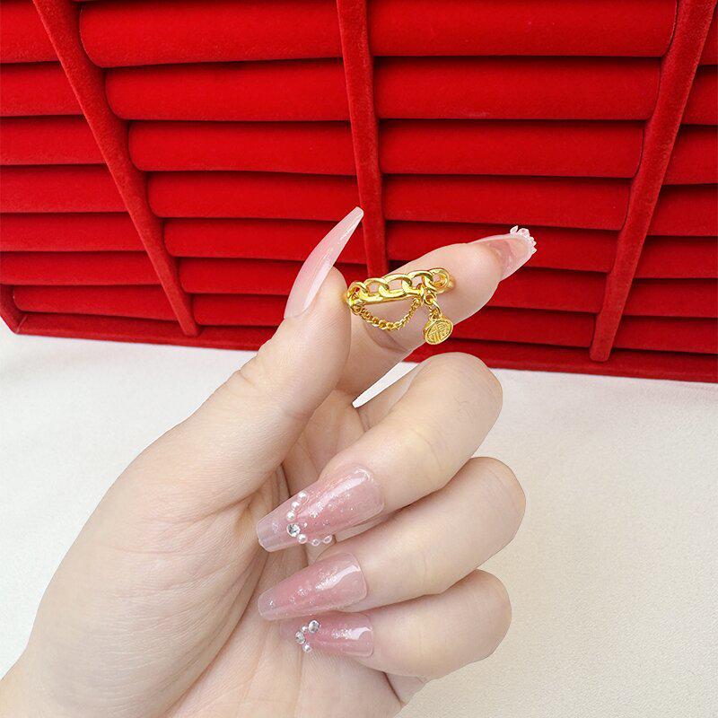 Exquisite Sand Gold Open Ring for Women: High-End Niche Design, Light Luxury Style, Long-Lasting Color, Imitation Gold.