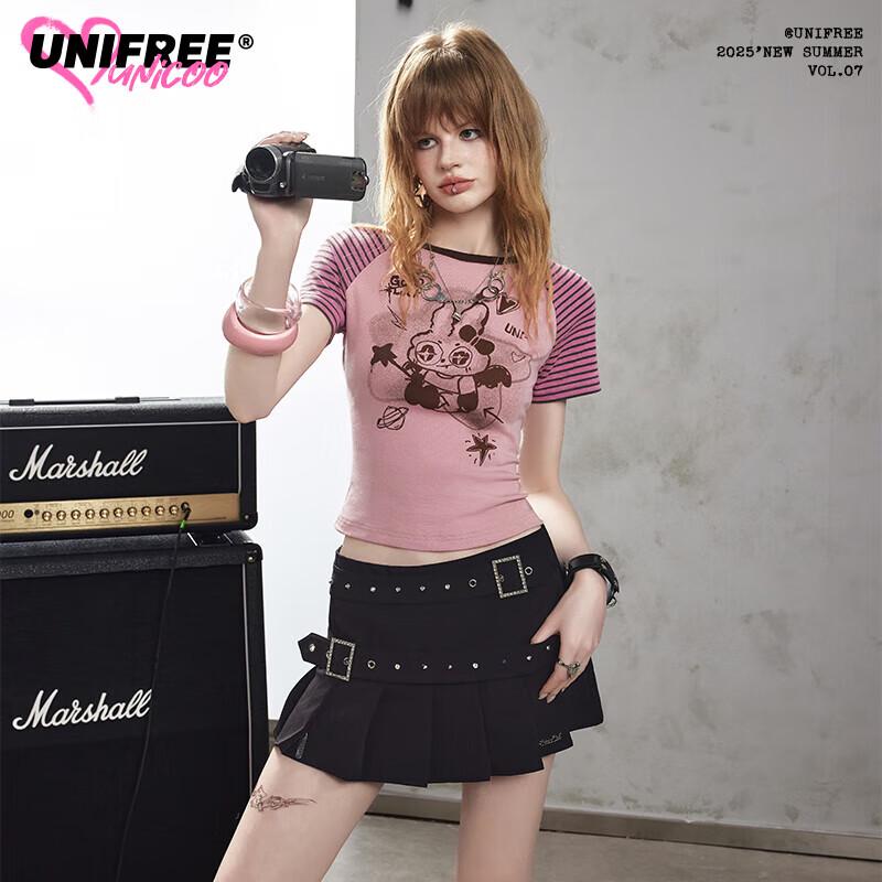 

UNIFREE Graffiti Man Striped Raglan Short-Sleeve T-Shirt S