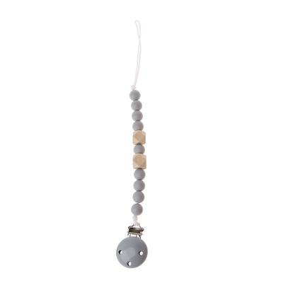 Baby Infant Wooden Beaded Pacifier Holder Clip Nipple Teether Dummy Strap Chain