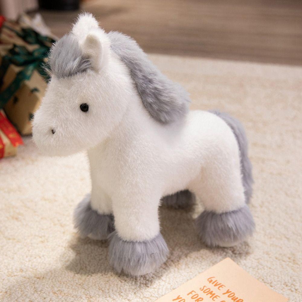 Standing Pony Plush Toys Long Mane Cartoon Horse Stuffed Toy Foal Plush Doll Easter Gifts
