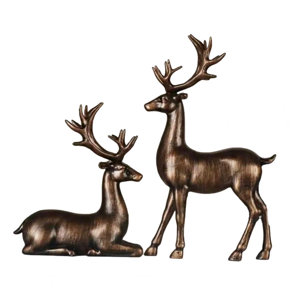 Realistic Reindeer Decor Reindeer Holiday Embellishment Christmas Electroplating Golden Reindeer Statue Set Elk for Home