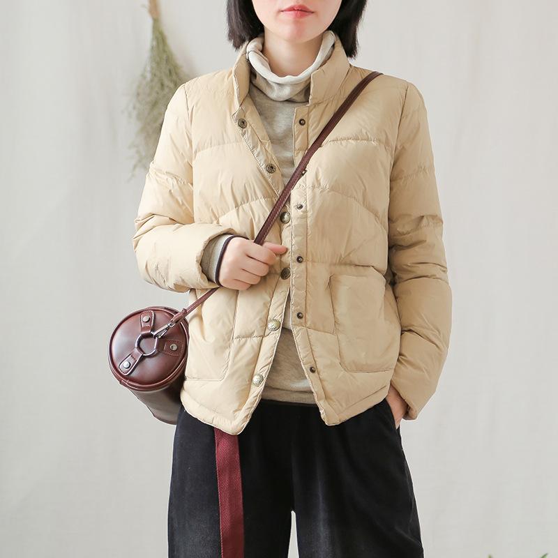 

Легкий короткий пуховик, жіночий зимовий новий білий качиний пух, легкий і вільний корейський варіант, модний пуховик Tide XL хакі