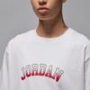 Jordan Alphabet Print Ribbed Crew Neck Sports T-Shirt Women Tops White FD7202-100