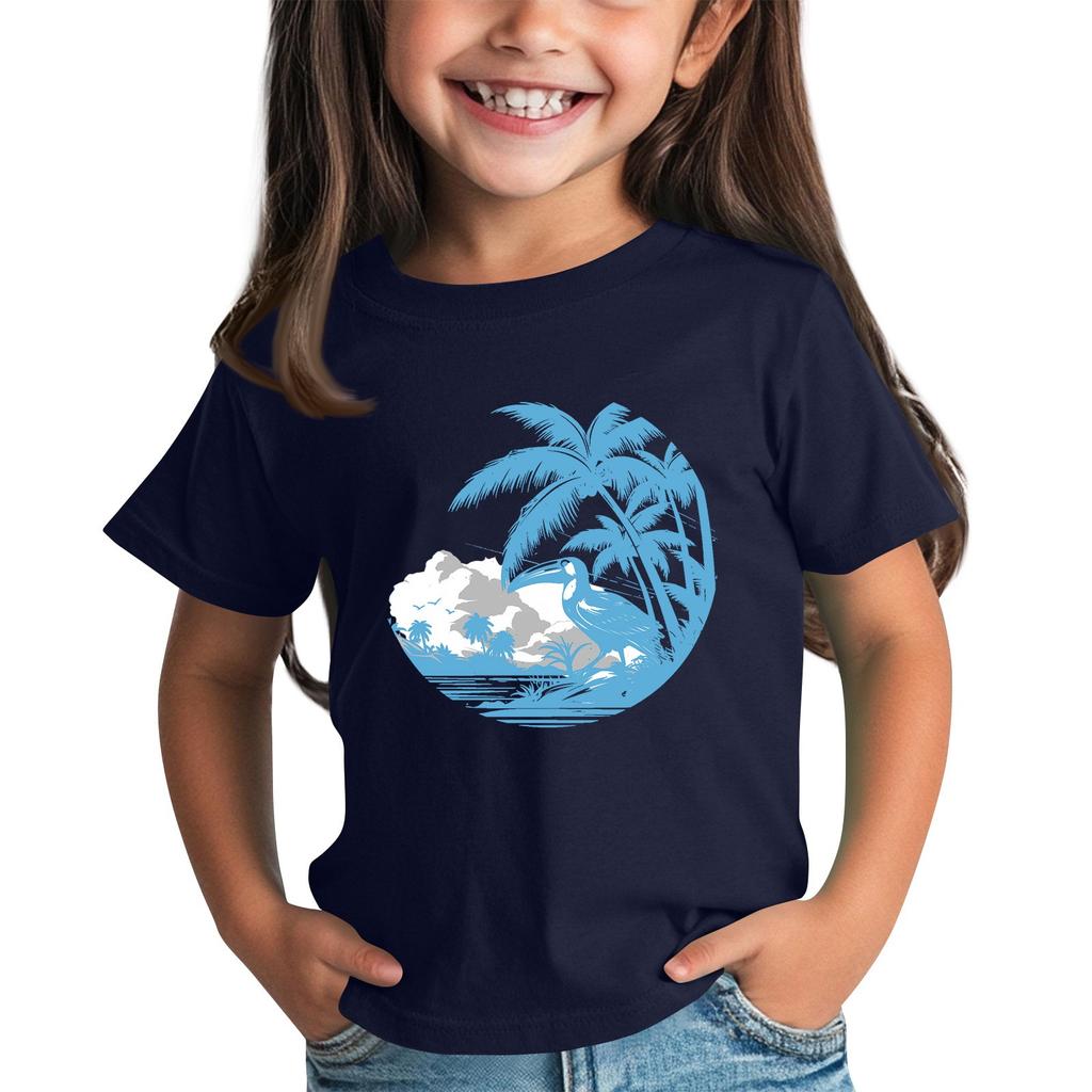 Kindermode Täglich Bedrucktes Rundhals Kurzarm Lässiges T-Shirt Top