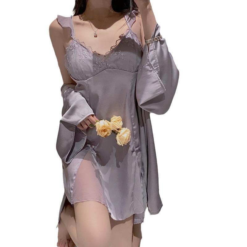 Sexy Pajamas Ladies Hot Pure Desire Private Room High Sense Summer Ice Lace Nightdress Suspender Loungewear