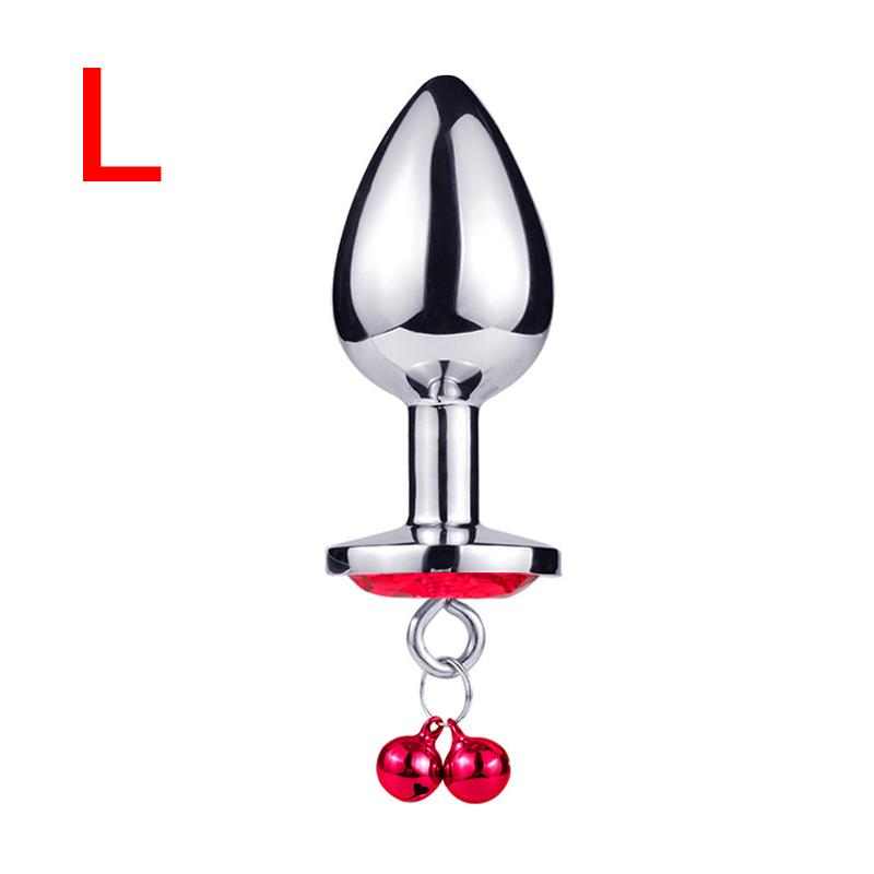 S/M/L Anal Plug Sexspielzeug Edelstahl Glattstahl Butt Plug mit Glöckchen runder Kristall Anhänger Schmuck
