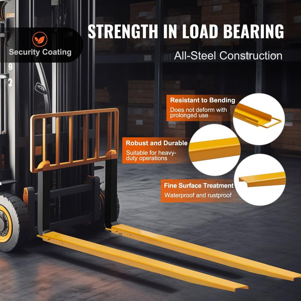 Pallet Fork Extensions, 96" Length 4.5" Width, Heavy Duty Carbon Steel Fork Extensions for Forklifts, 1 Pair Forklift Extensions, Industrial Forklift