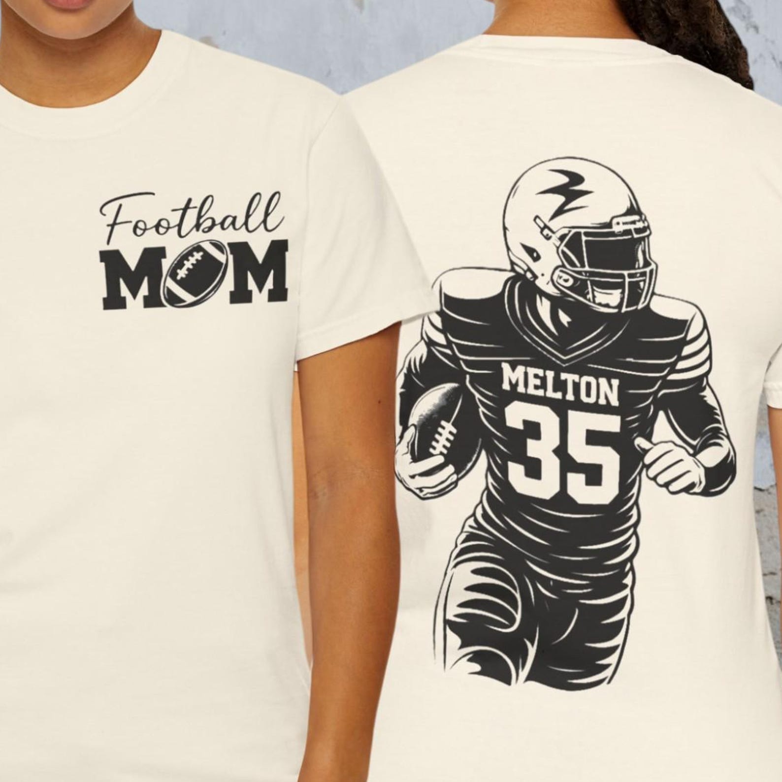 Comfort Colors Football Mom Shirt, Custom Name and Number Back Tee, Personalized Game Day Mom Shirt, Personalized Sports Mom T shirt Gift M