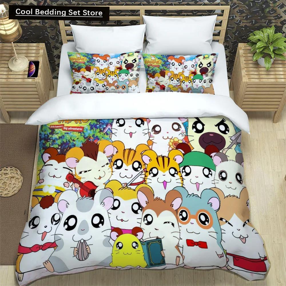 3D Printing Cartoon Lovely Hamtaro Bedding Set Duvet Cover Pillow Set Birthday Gift Children Quilt Cover Bedding Home Textiles