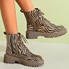Large size Martin boots autumn and winter platform leopard print lace-up fashion boots women's TEUM explosive cotton boots