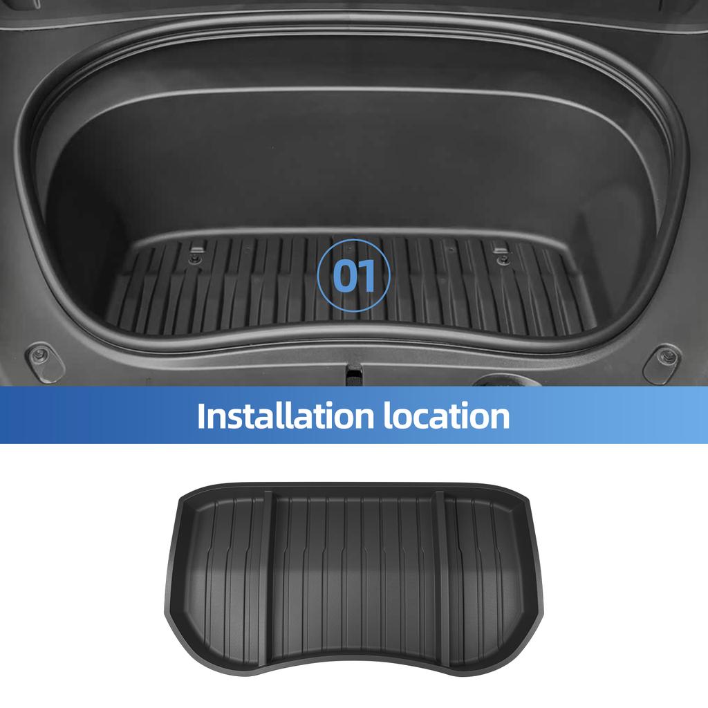 Smabee Left Drive for for Tesla Model 3 Highland 2024-2026 LHD TPE Car Floor Mat Trunk Liner Rear Trunk Pad Accessories Black