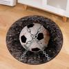 Soccer Ball Print Round Carpet Floor Mat Black White Football Pattern Home Decor for Living Room Bedroom Sports Fan Gift
