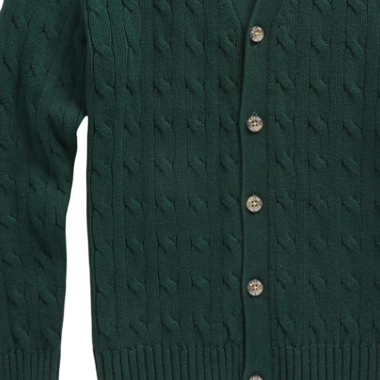 Polo Ralph Lauren Sweater Solid Color Logo Embroidery Single-Breasted Knit Kids Sweater Green CWPOSWEY6820417-300