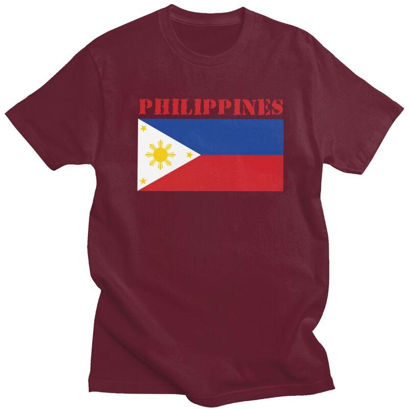 Custom Philippines Flag Tshirts for Men Short Sleeves T Shirt Fashion Tshirt Loose Fit Pure Cotton Tees Gift