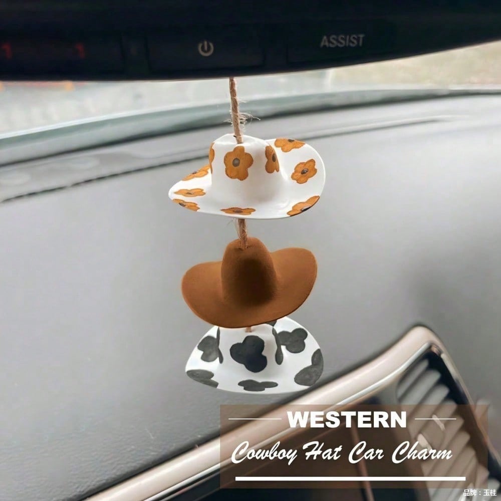 Fashion Denim Hat Car Pendant Mini Car Rearview Mirror Pendant Cute Denim Hat Car Interior Accessories Home Decoration Gift