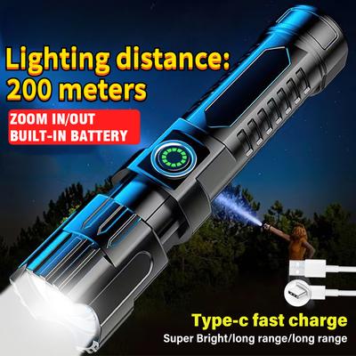 1-5PCS Portable LED Flashlight Rechargeable Zoom Flashlight Waterproof Torch Emergency Power Bank Function for Camoping Hiking