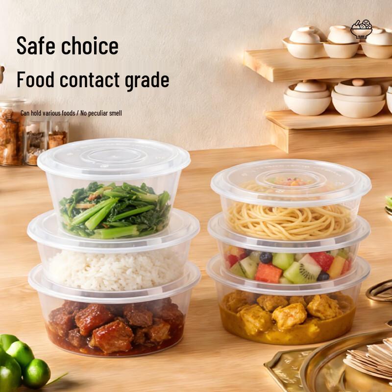 Jiwanggu 2000ml Disposable Food Containers with Clear Flat Lids (90 Sets)