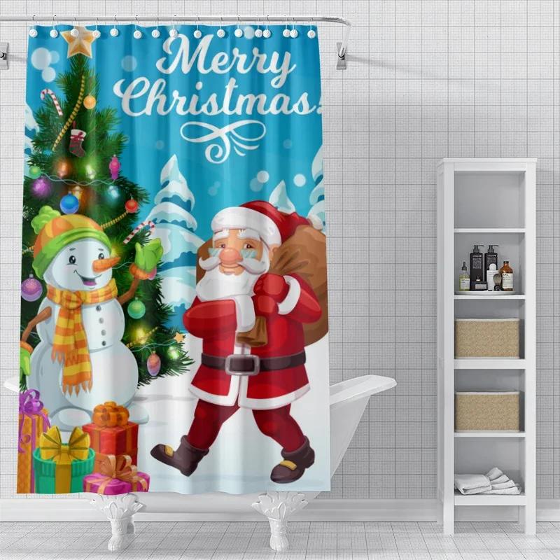 Home shower curtains for bathroom waterproof curtain fabric Modern Nordic style Living Room winter decoration Merry Christmas