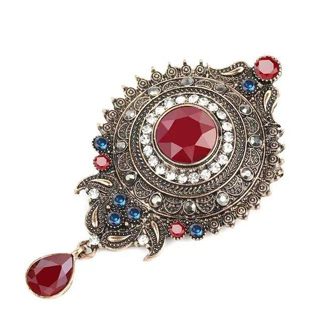 Fashion Bohemian Brooch Alloy Gemstone Set Christmas Gift Banquet Wedding Dress Accessories