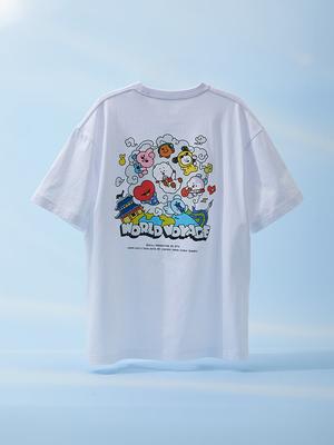 BT21 WORLD VOYAGE Kurzarm-T-Shirt – Weiß