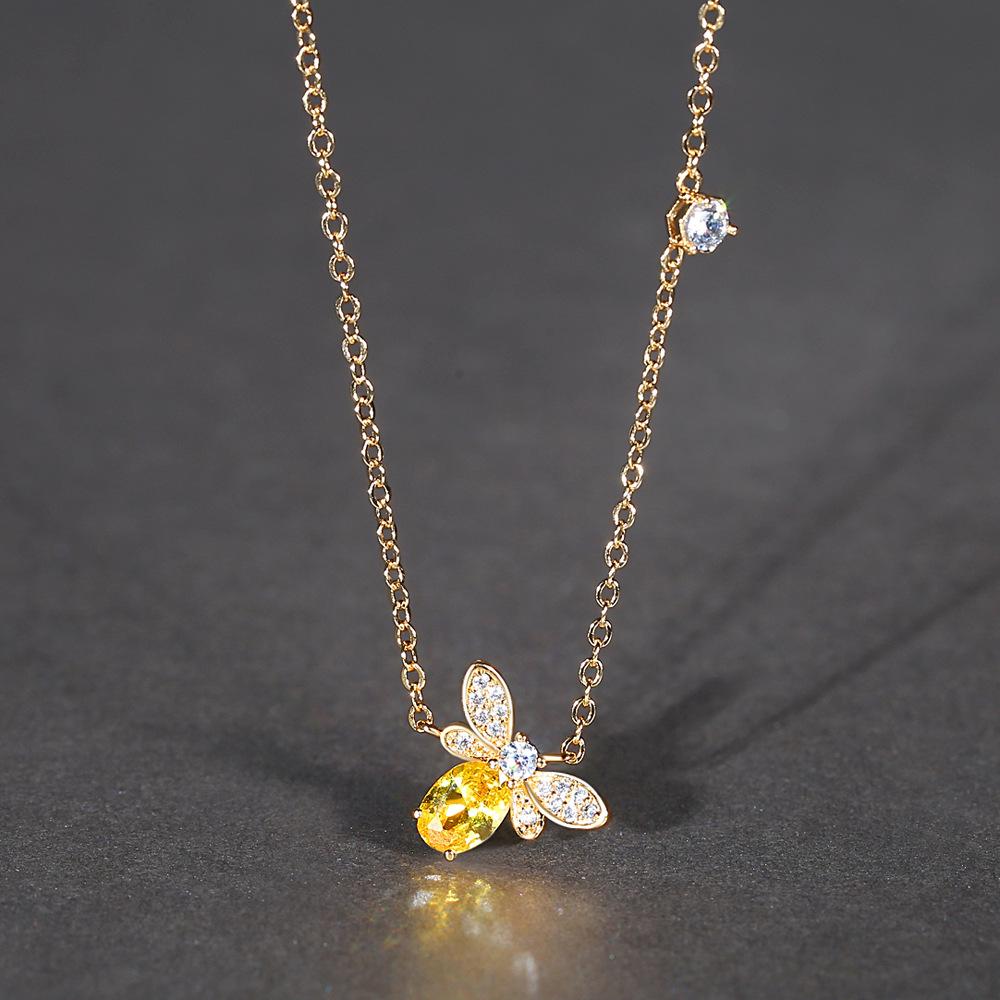 Bee Zircon Pendant Necklace: Women's Light Luxury Fashion Clavicle Chain, Niche Design