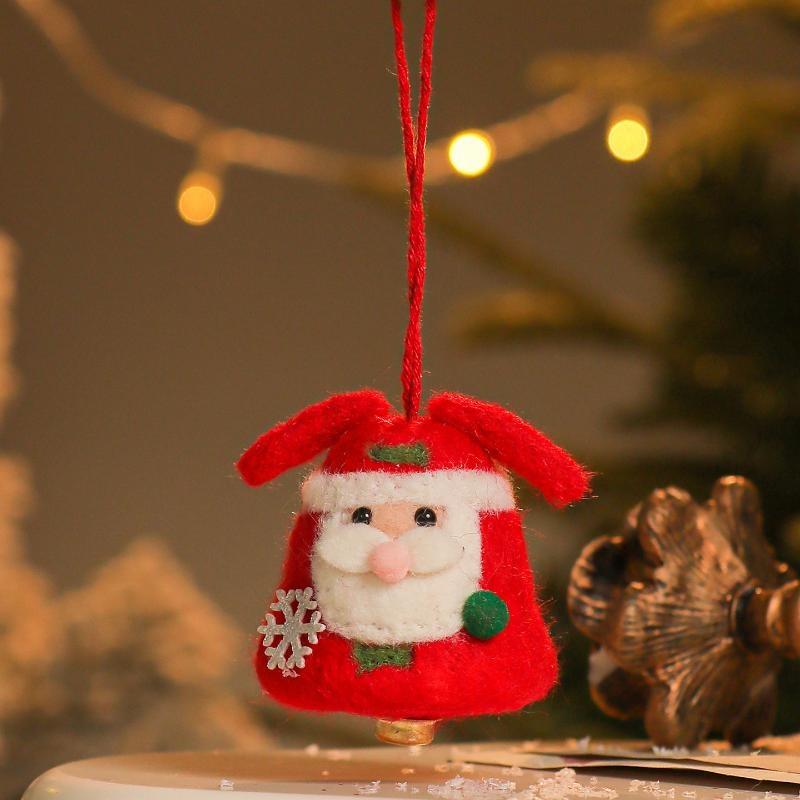 1/6Pcs Christmas Decoration Wool Felting Plush Christmas Bell Jingle Bell 2026 Xmatree Hanging Pendant Party Decor