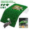 Turtle Ramp Simulation Turf Turtle Basking Platform with Suction Cup Turtle Resting Terrace Aquarium Accessories Habitat Decor