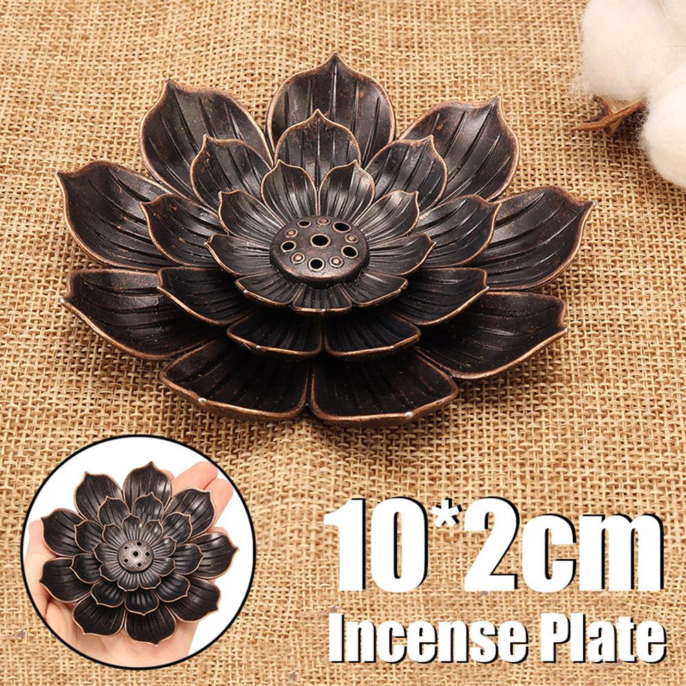 

Lotus Censer Zinc Zinc Alloy Craft Buddhism Sandalwood Coil Base Home Decoration Incense Stick Holder Plate