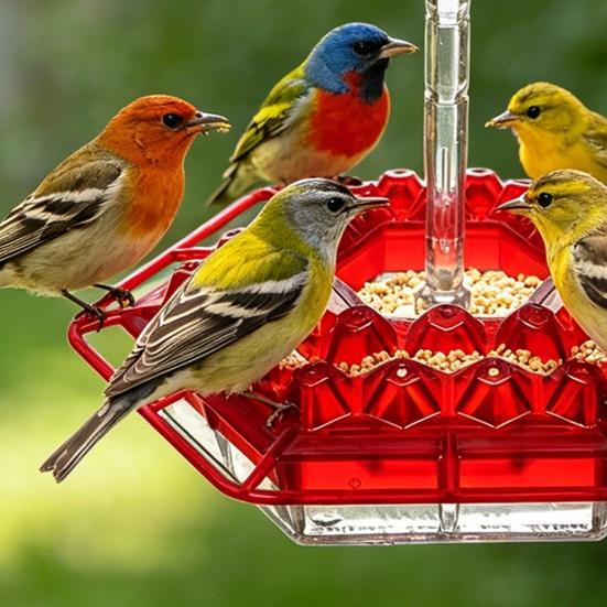 2Pcs Hanging Hummingbird Feeders Saucer Style Bird Feeders with 30 Feeding Ports Ant Moat Bee-Proof Hummingbird Nectar Feeder for Outdoor Backyard